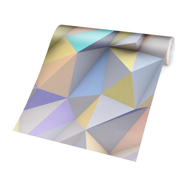 Carta da parati - Geometric Pastel Triangles In 3D