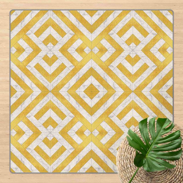 Teppich Marmoroptik Mix geometrico di piastrelle Art déco in marmo dorato