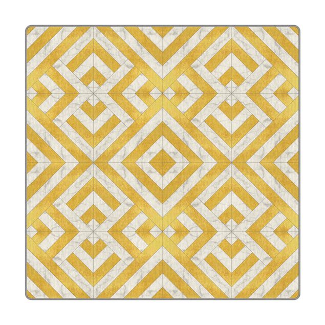 tappeti lavabili Mix geometrico di piastrelle Art déco in marmo dorato