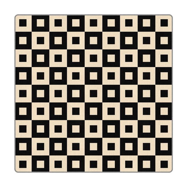 Tappeti  - Motivo geometrico di quadrati neri e beige