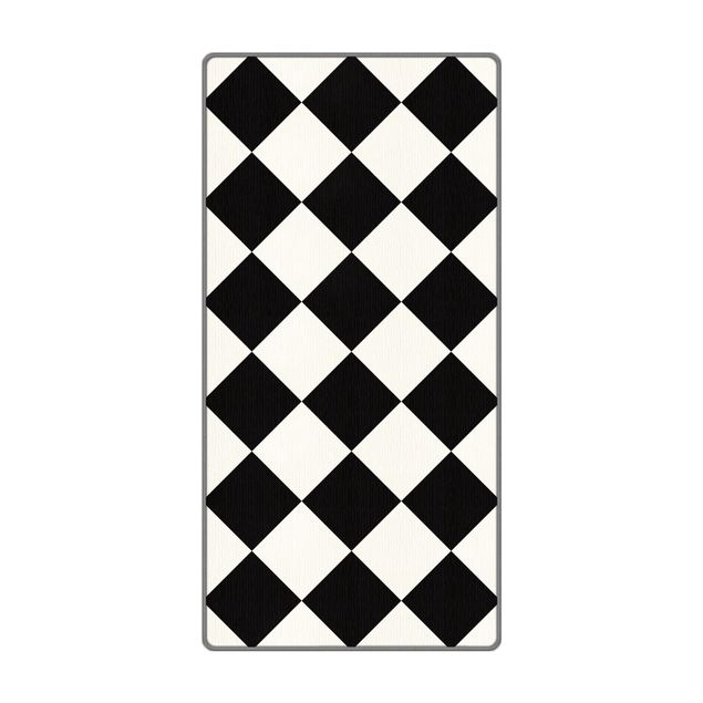 Tappeti  - Trama geometrica con scacchiera rovesciata in bianco e nero