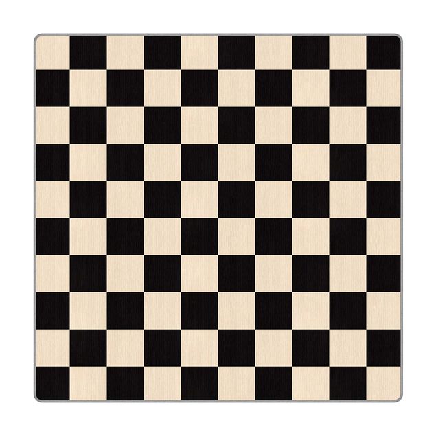 Tappeti a tessitura piatta Motivo geometrico scacchiera nero e beige