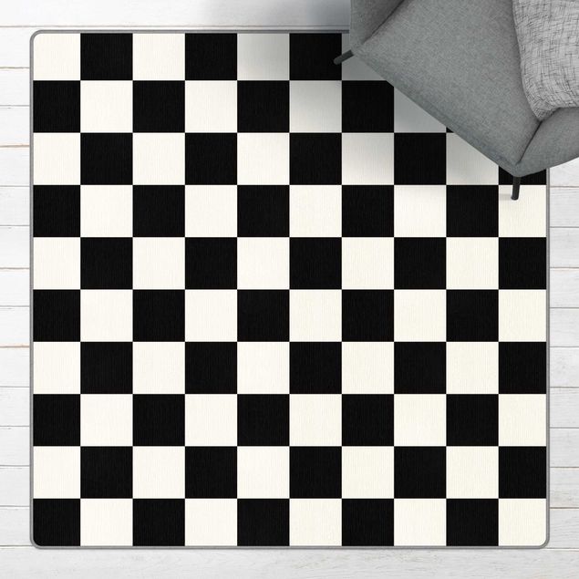 tappeto a scacchi Trama geometrica di scacchiera in bianco e nero