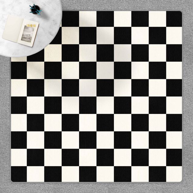 Tappeto bianco e nero moderno Trama geometrica di scacchiera in bianco e nero