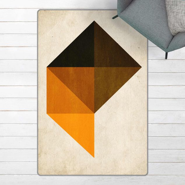 Tappeto arancione salotto Trapezio geometrico