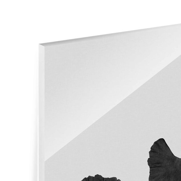 Quadro in vetro - Composizione di ginko in bianco e nero