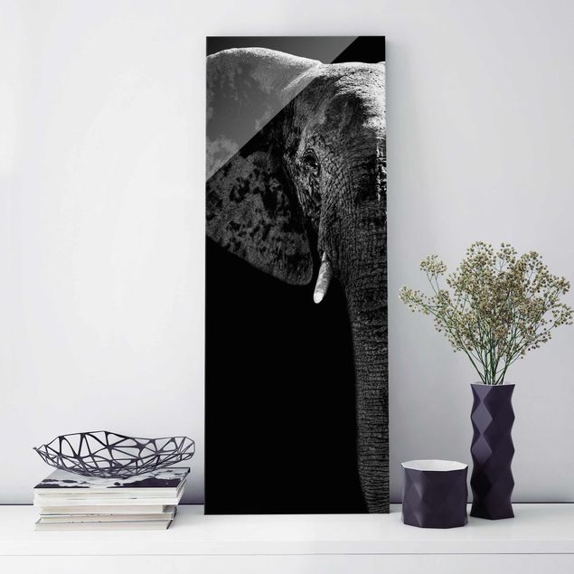 stampe animali Elefante africano in bianco e nero