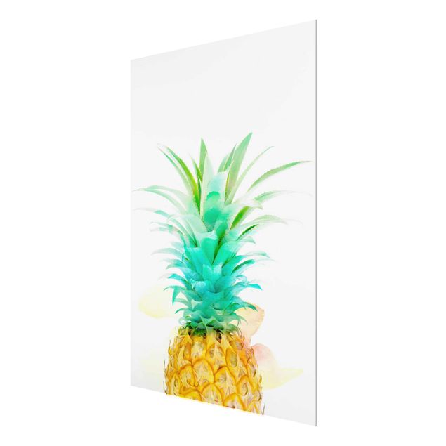 Quadro in vetro - Pineapple Watercolor - Verticale 3:4