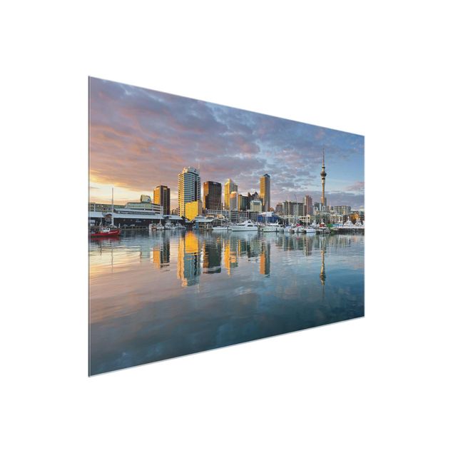 Quadro su vetro - Auckland Skyline Sunset - Orizzontale 3:2