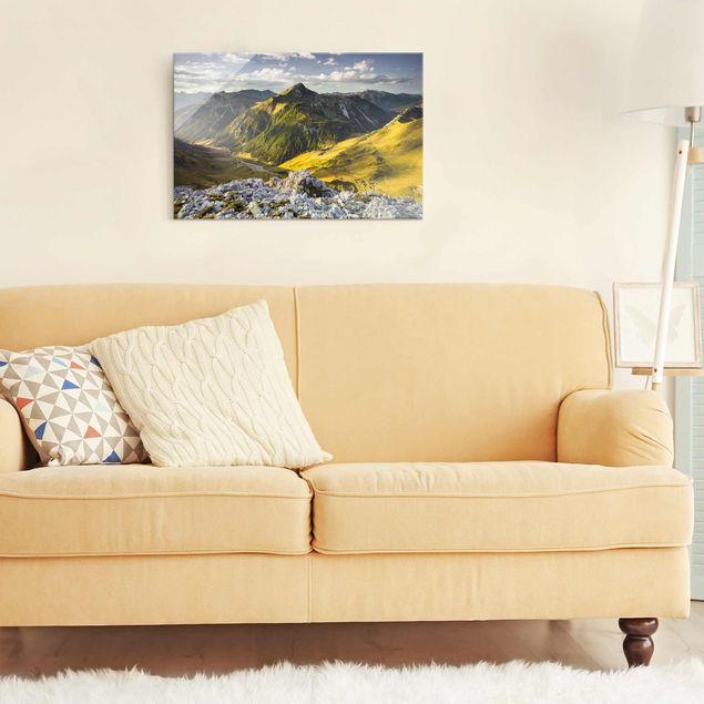 Quadro in vetro - Mountains and valley of the Lechtal Alps in Tirol - Quadrato 1:1