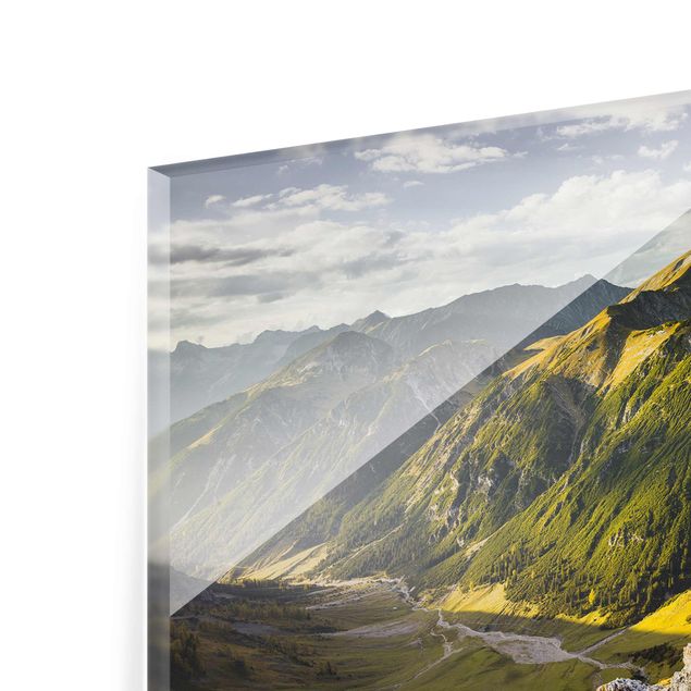 Quadro in vetro - Mountains and valley of the Lechtal Alps in Tirol - Quadrato 1:1