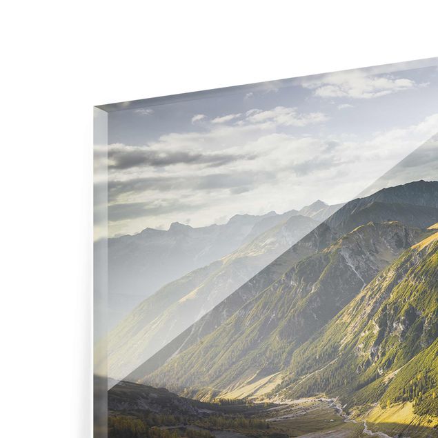 Quadro in vetro - Mountains and valley of the Lechtal Alps in Tirol - Panoramico