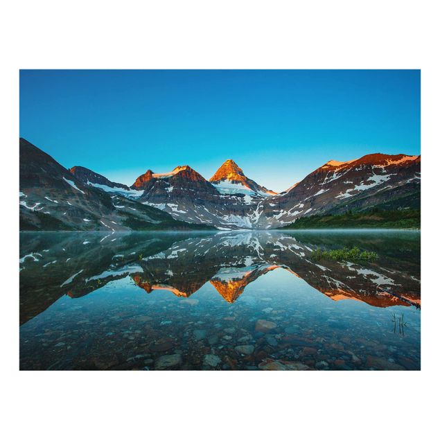 Quadro in vetro - Mountain Landscape at Lake Magog in Canada - Quadrato 1:1