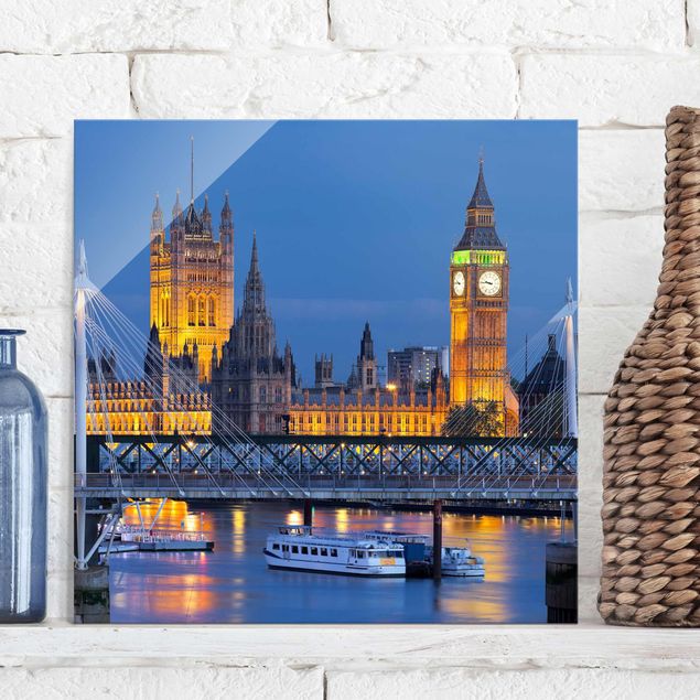 Lavagna magnetica vetro Big Ben e Westminster Palace a Londra di notte