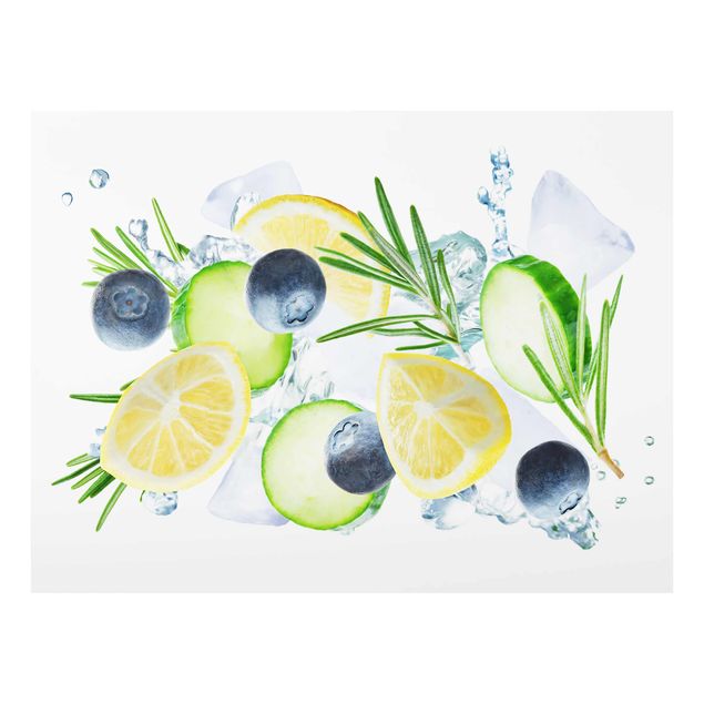 Quadro in vetro - Blueberries Lemon Ice Spash - Large 3:4