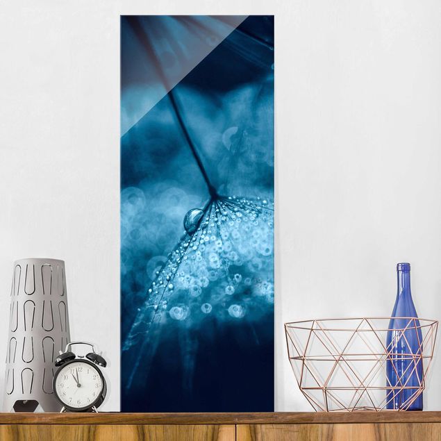 Lavagna magnetica vetro Soffione blu sotto la pioggia