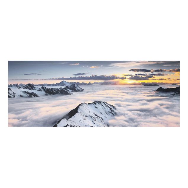 Quadro in vetro - View of clouds and mountains - Panoramico