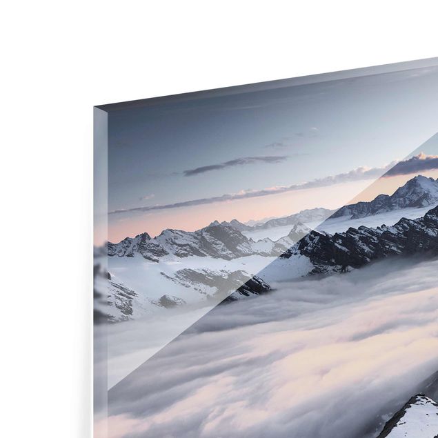 Quadro in vetro - View of clouds and mountains - Panoramico