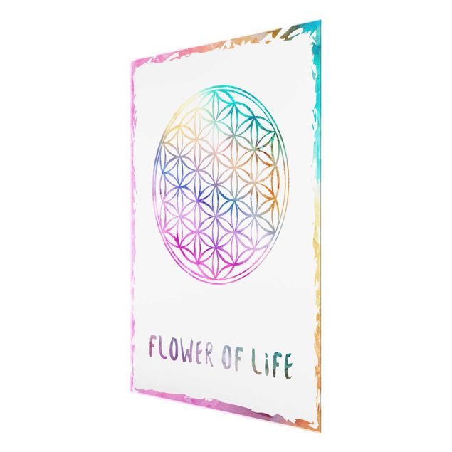 Quadro in vetro - Flower of life watercolor - Verticale 3:4