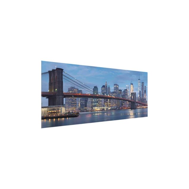 Quadro in vetro - Brooklyn Bridge Manhattan New York - Panoramico
