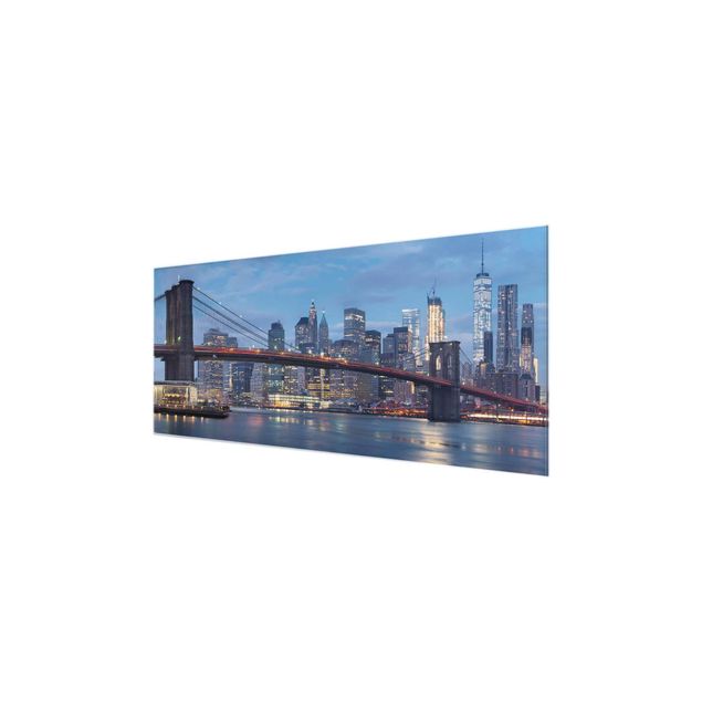 Quadro in vetro - Brooklyn Bridge Manhattan New York - Panoramico