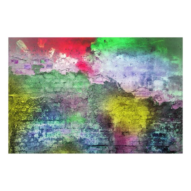 Quadro in vetro - Colourful sprayed brick wall - Orizzontale 3:2