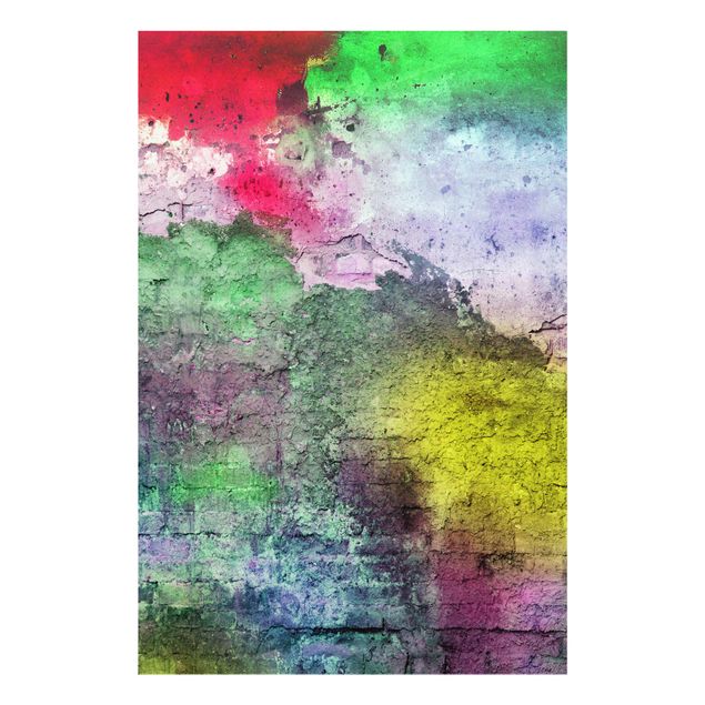 Quadro in vetro - Colourful sprayed brick wall - Verticale 2:3