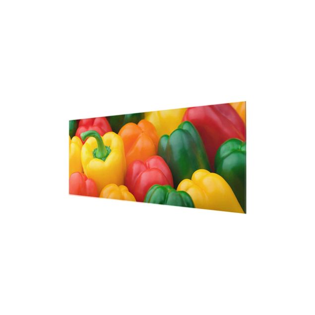 Quadro in vetro - Colorful Peppers - Panoramico