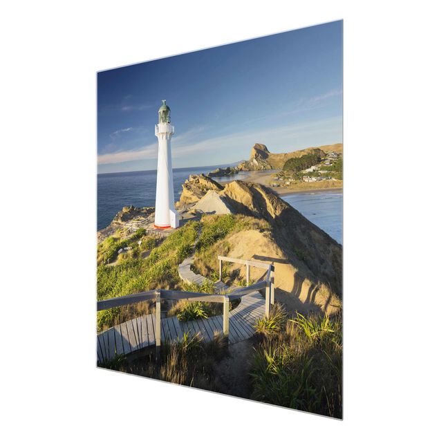 Quadro in vetro - Castle Point Lighthouse New Zealand - Quadrato 1:1