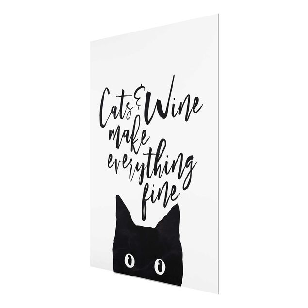 Quadro in vetro - Cats And Wine Make Everything Fine - Verticale 3:4