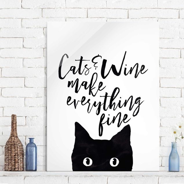 quadri con animali Gatti e vino fanno bene a tutto