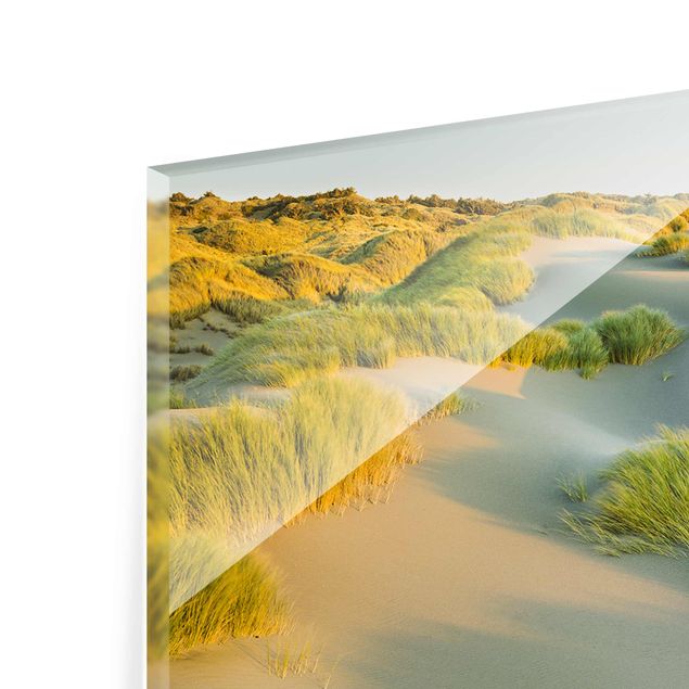 Quadro in vetro - Dunes and grasses at the sea - Panoramico