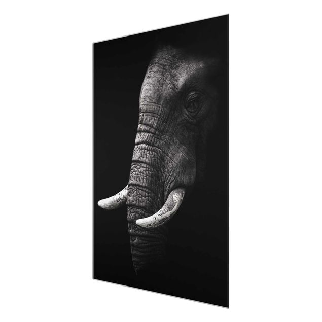Quadro in vetro - Scuro Elephant Portrait - Verticale 3:4