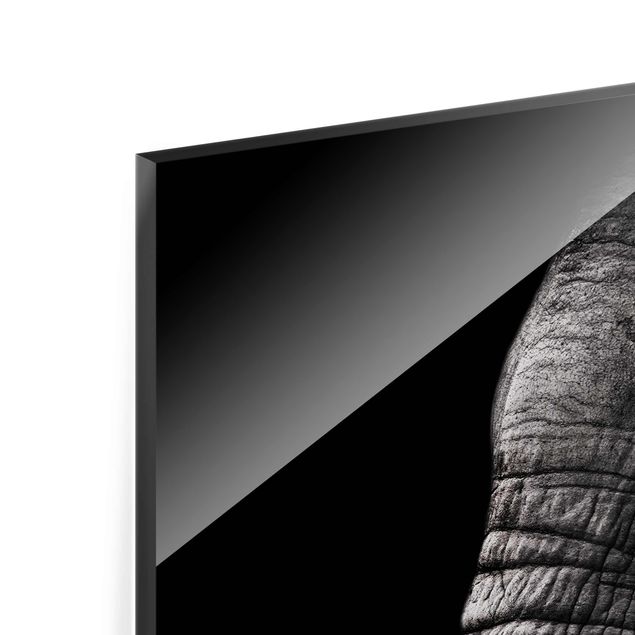 Quadro in vetro - Scuro Elephant Portrait - Verticale 3:4