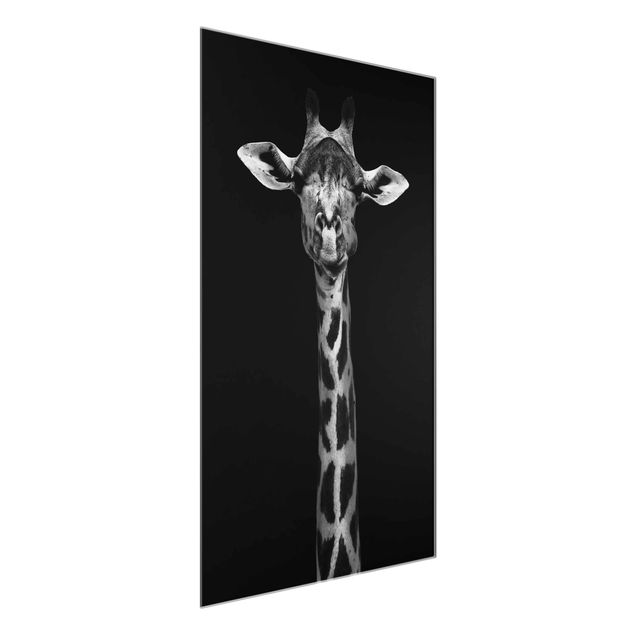 Quadro in vetro - Scuro Giraffe Portrait - Verticale 2:3