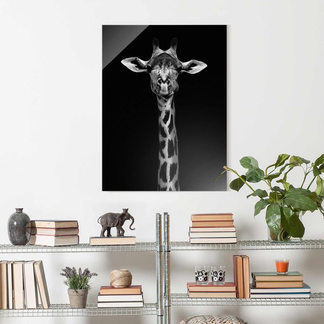 Lavagna magnetica in vetro Ritratto di giraffa scura