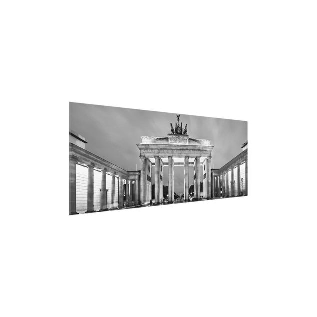 Quadro in vetro - Illuminated Brandenburg Gate II - Panoramico
