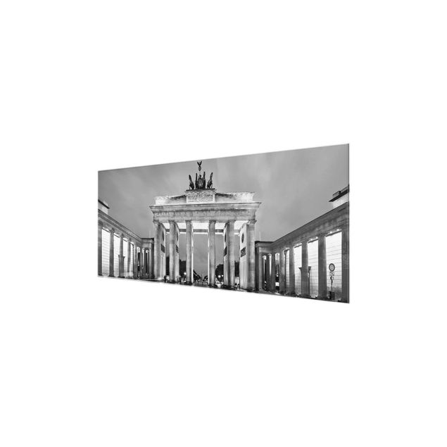 Quadro in vetro - Illuminated Brandenburg Gate II - Panoramico