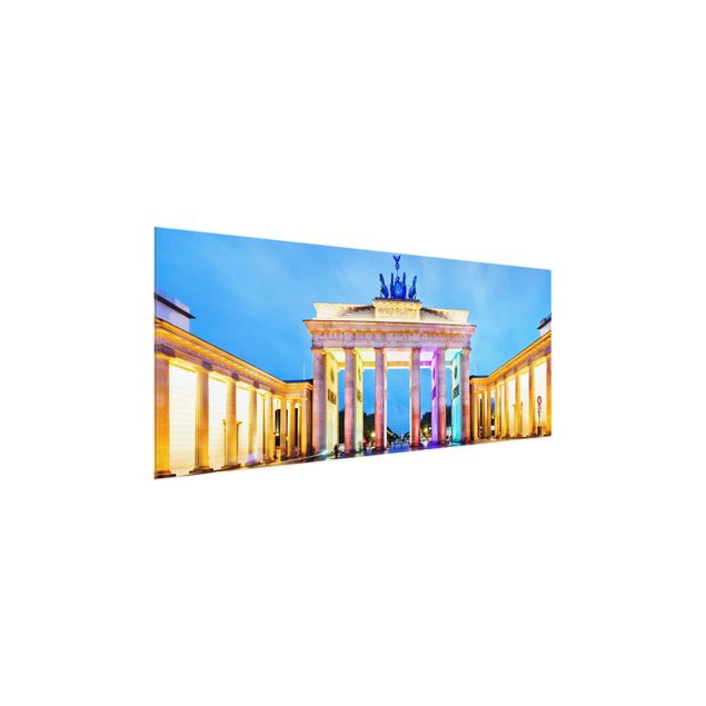 Quadro in vetro - Illuminated Brandenburg Gate - Panoramico