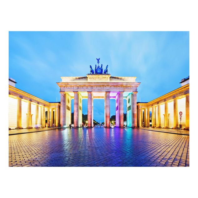Quadro su vetro Berlin - Illuminated Brandenburg Gate - Orizzontale 4:3
