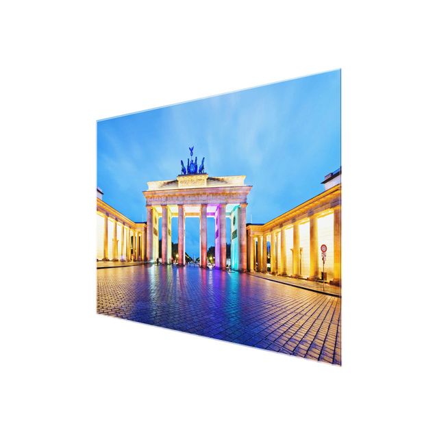 Quadro su vetro Berlin - Illuminated Brandenburg Gate - Orizzontale 4:3