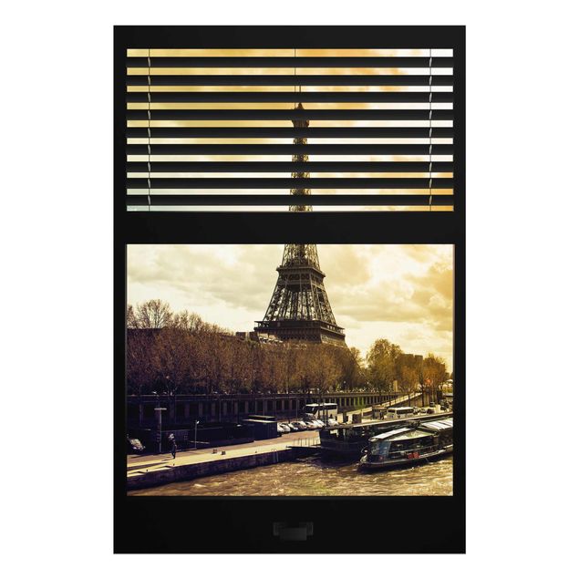 Lavagna magnetica vetro Tende a finestra - Parigi, Torre Eiffel al tramonto