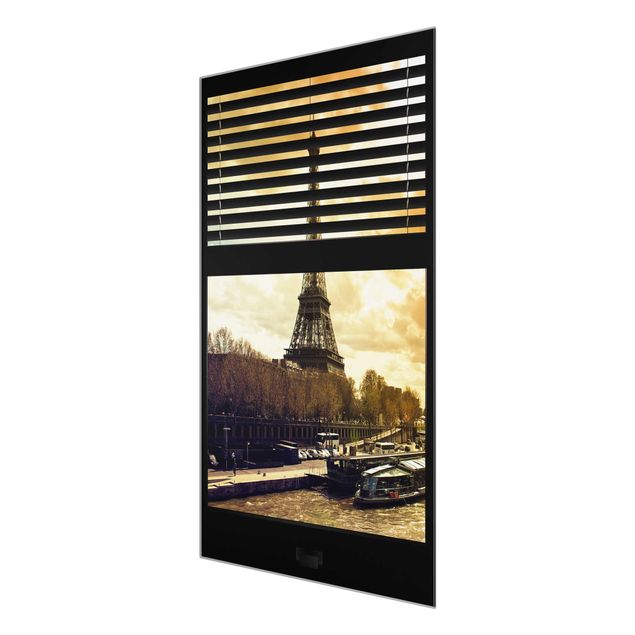 Quadro in vetro - Window blinds views - Paris Eiffel Tower sunset - Verticale 2:3