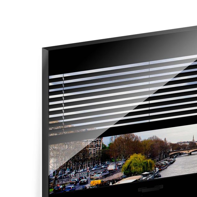 Quadro in vetro - Window View Blinds - Seine and Eiffel Tower - Panoramico