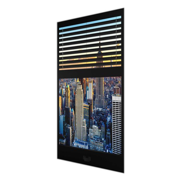 Quadro in vetro - Window blinds views - Sunrise New York - Verticale 2:3