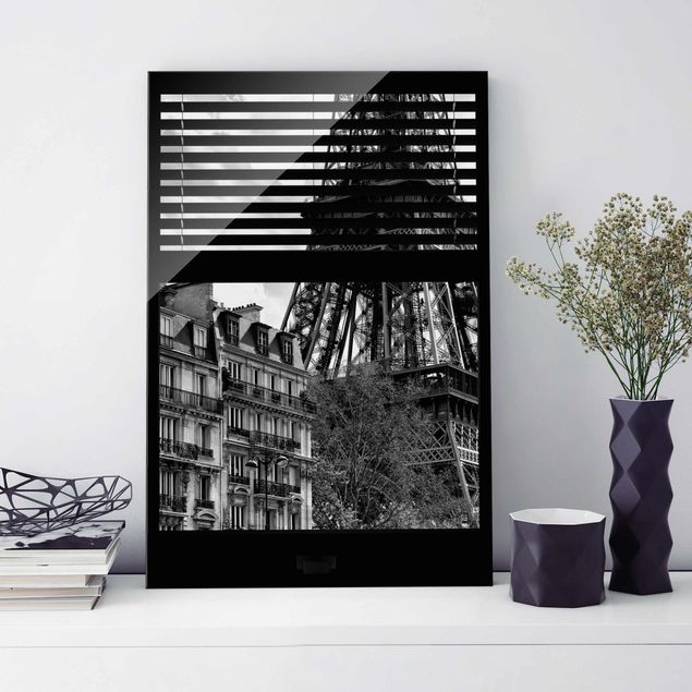 Philippe Hugonnard quadri Vista dalla finestra Parigi - Vicino alla Torre Eiffel in bianco e nero