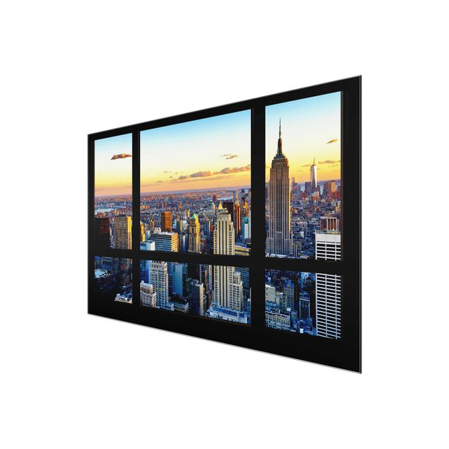 Quadro su vetro - Window view - Sunrise New York - Orizzontale 3:2