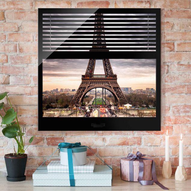 Riproduzioni di Philippe Hugonnard Vista dalla finestra con tende - Torre Eiffel Parigi