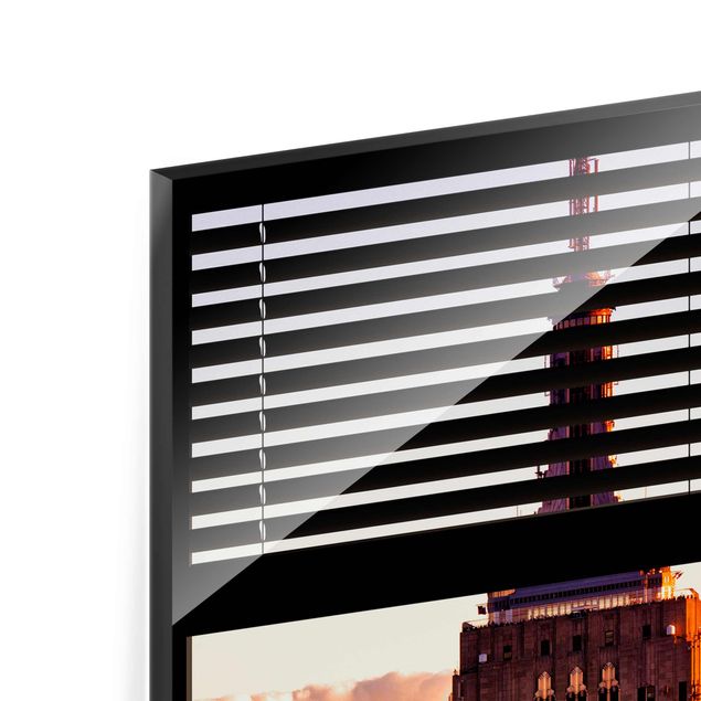 Quadro in vetro - Window blinds views - Empire State Building New York - Quadrato 1:1