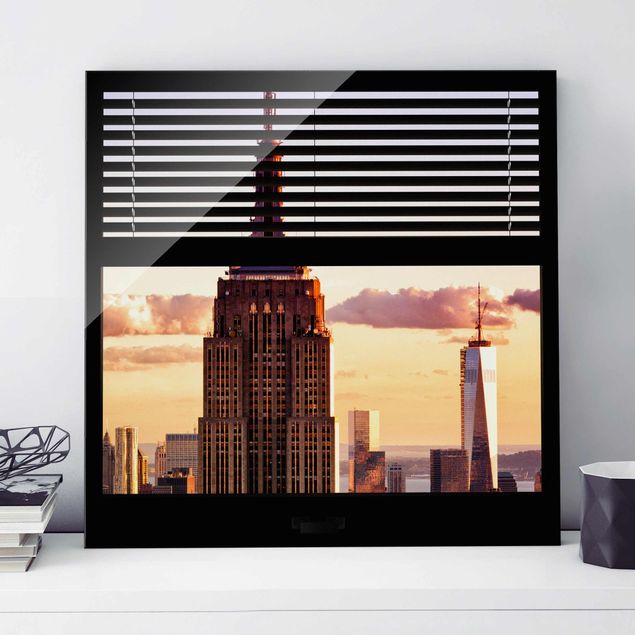 Philippe Hugonnard Vista dalla finestra con tende - Empire State Building di New York